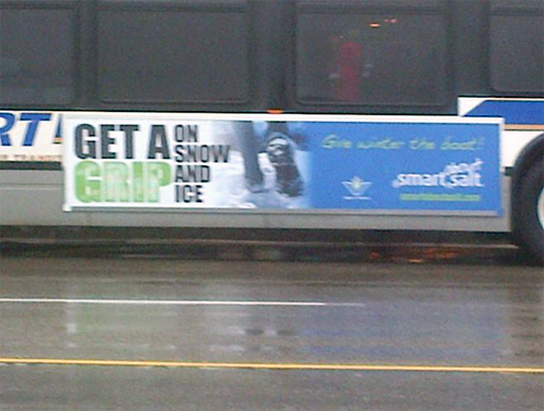 Get A Grip ad on Grand River Transit bus in Waterloo Region